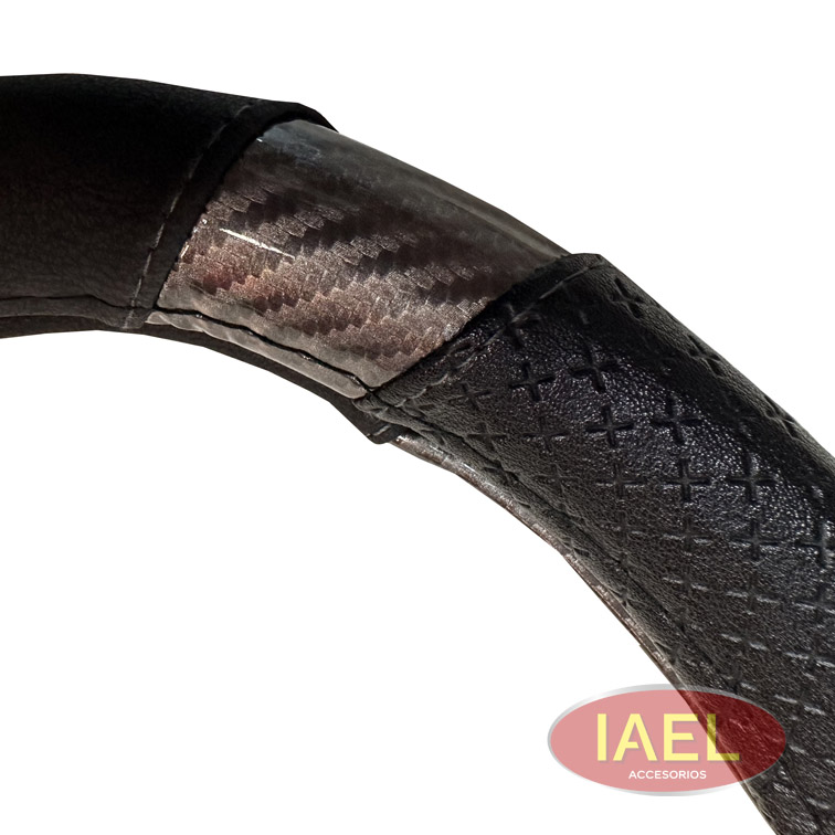 CUBRE VOLANTE 38CM BASE PLANA, NEGRO CON GRIS CARBONO - 3