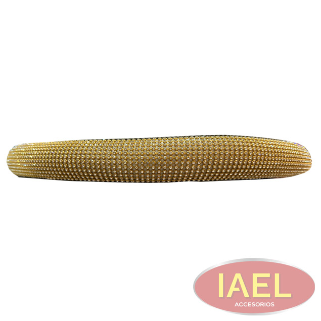 CUBRE VOLANTE SHINE CUERINA GRIS CON VUELTA DE BRILLOS DORADOS, 38CM - 2