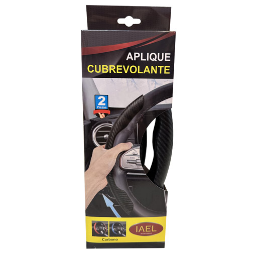 CUBRE VOLANTE APLIQUES 2PCS NEGRO CARBONO - 3