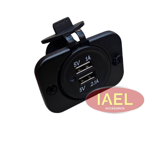 ADAPTADOR SALIDA USB X2, CARGADOR CELULAR, RECTANGULAR PARA EMPOTRAR, CON TAPA, 12/24V