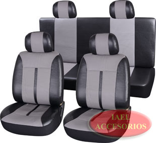 JGO. FUNDA S/CUERO, GRUESA, COMPLETA, OPTIMUM, NEGRA Y GRIS