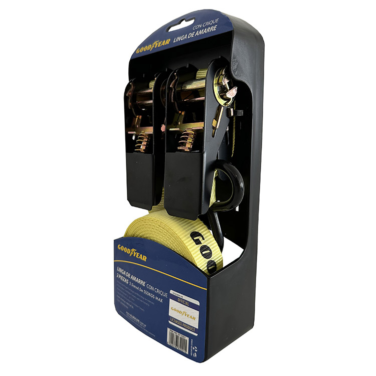 KIT X2 CINTA DE AMARRE TIPO CRIQUE GOODYEAR 1` X 5 MTS. REFORZADA 500K