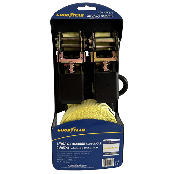 KIT X2 CINTA DE AMARRE TIPO CRIQUE GOODYEAR 1` X 5 MTS. REFORZADA 500K - 2
