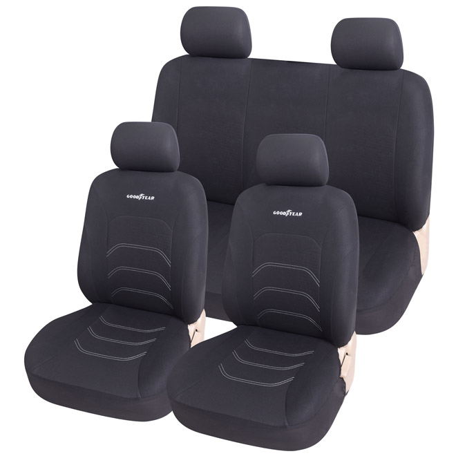 JGO. FUNDA ASIENTO, COMPLETA, GOODYEAR, NEGRA, 10 PIEZAS