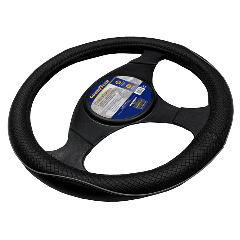CUBRE VOLANTE GOODYEAR, NEGRO CON RIBETE REFLECTIVO GRIS, AUTO 38CM - 2