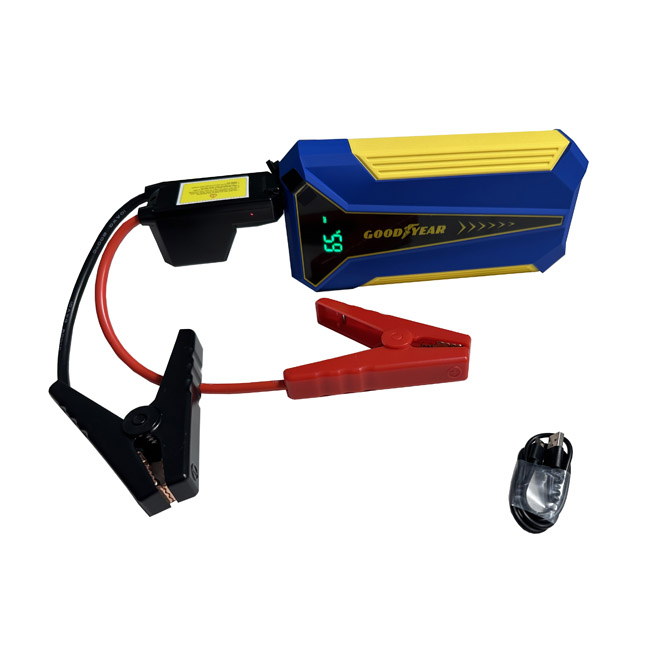 ARRANCADOR PORTATIL GOODYEAR, 10000MA, RECARGABLE. CON ESUCHE Y ACCESO