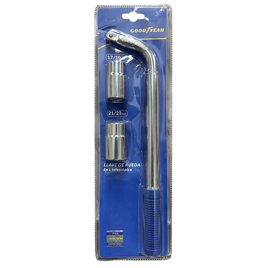 LLAVE DE RUEDA EN L GOODYEAR, BOCAS TUBO INTERCAMBIABLES 17X19MM 21X23