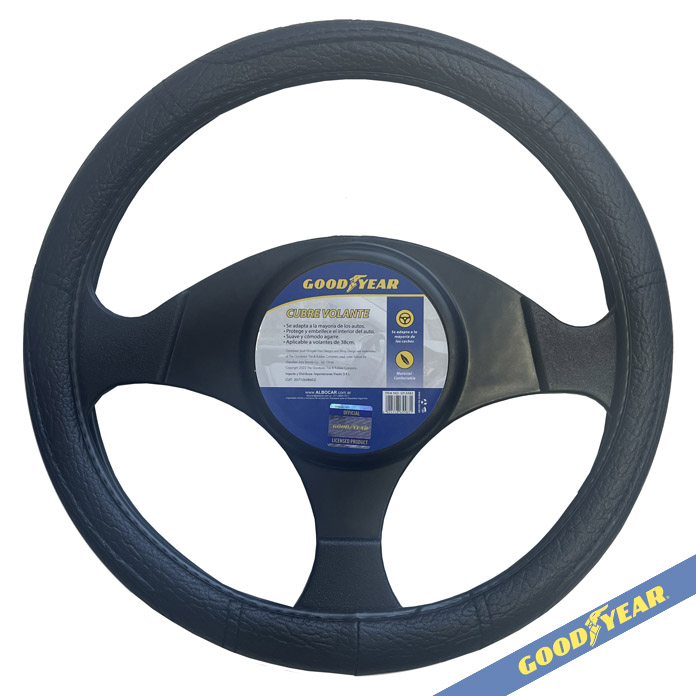 CUBRE VOLANTE GOODYEAR, NEGRO CUERINA, AUTO 38CM