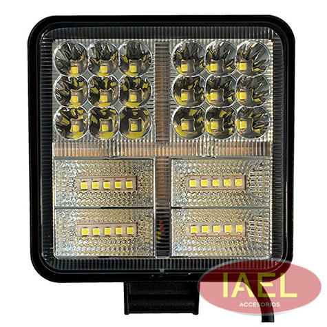 FARO LED CUADRADO 108W MULIT LEDS BLANCO + DRL AMBAR, 11 X 11CM
