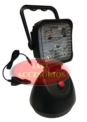 FARO CUADRADO CON BASE MAGNETICA, 5 LEDS, RECARGABLE, 15W 12V