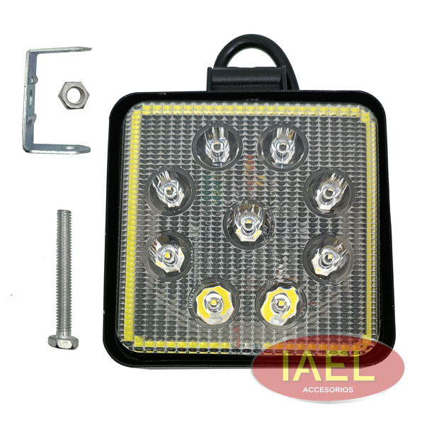 FARO LED CUADRADO 27W 9 LEDS + OJO DE ANGEL, 11 X 11CM BLANCO