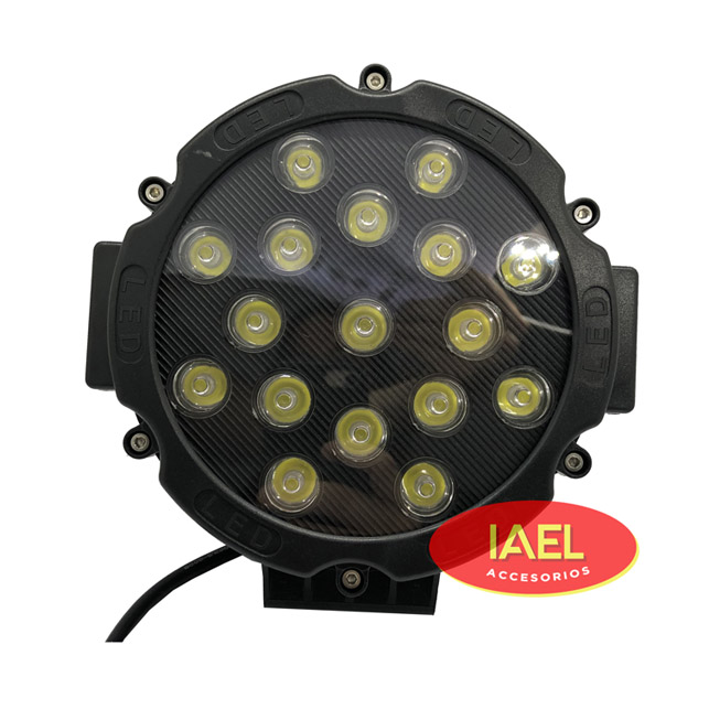 FARO LED REDONDO 51W 17 LEDS, 17,5CM DIAMETRO, FRENTE NEGRO