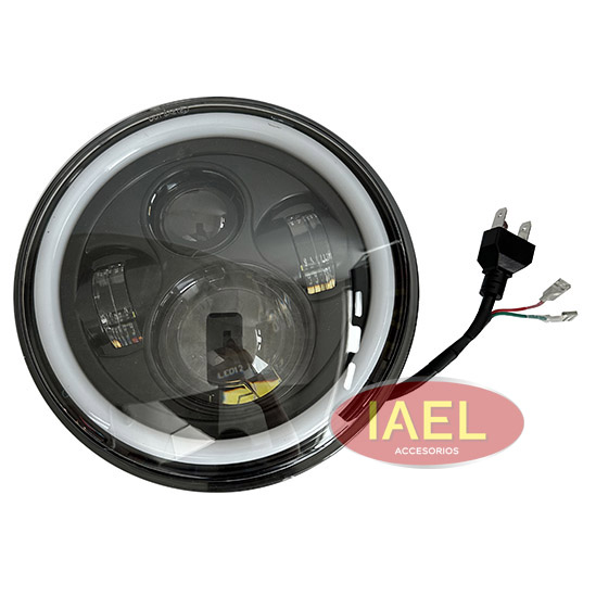 FARO LED OPTICA REDONDA 7 PULGADAS 180MM 30W, 4 LED, ALTA Y BAJA, OJO DE ANGEL GIRO Y POSICION