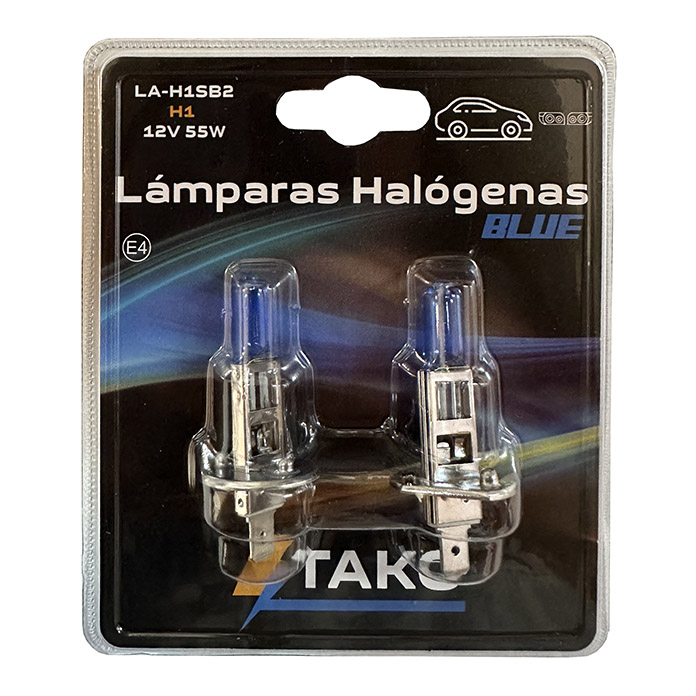 JGO. LAMPARA H1 55W 12V SUPER BLANCA, EN BLISTER - TAKO