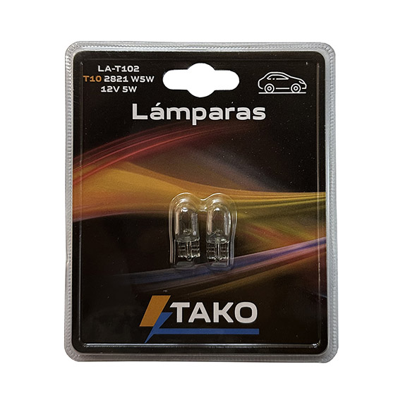 JGO. LAMPARA 2PCS T10 2821/2825 5W 12V, EN BLISER - TAKO