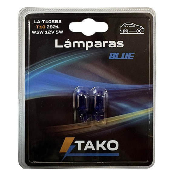 JGO. LAMPARA 2PCS T10 2821/2825 5W 12V SUPER BLANCA, EN BLISER - TAKO