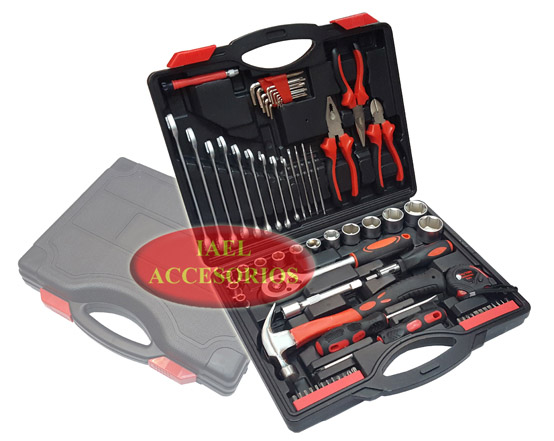 KIT 71 HERRAMIENTAS EN CAJA PLAST, DESTORNILLADORES, LLAVES FIJAS, TUB