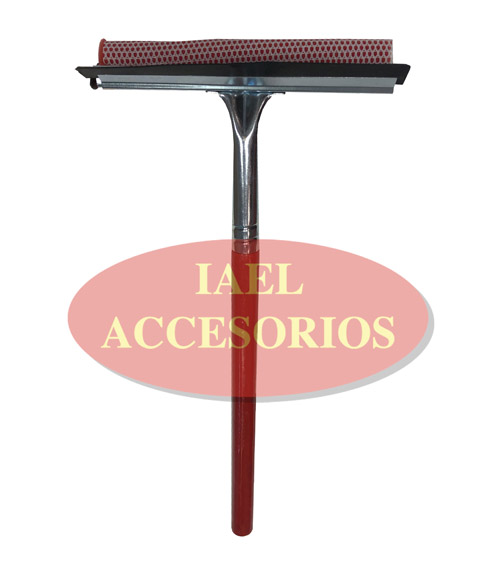 LIMPIA SECA VIDRIOS, MANGO DE MADERA LARGO 40CM, ESPONJA Y SECADOR 21C