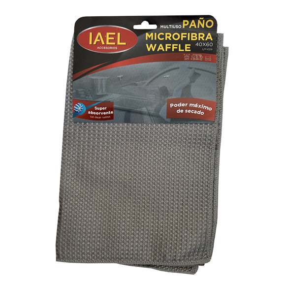 PAÑO DE LIMPIEZA MICROFIBRA WAFFLE, 40X60CM, DOBLE CARA, PLATEADA
