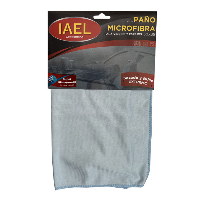 PAÑO DE LIMPIEZA MICROFIBRA EXTRA SUAVE, 30X35CM, VIDRIOS/ESPEJOS, CEL