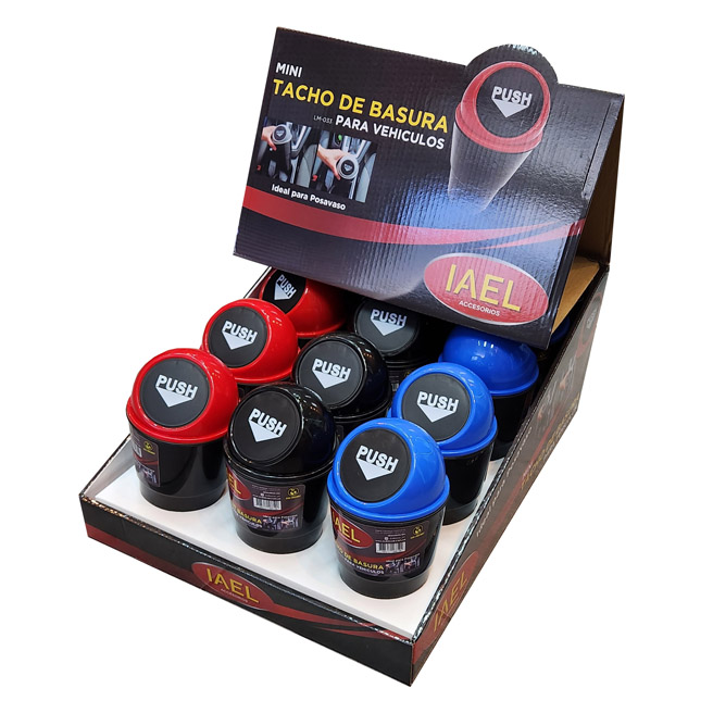 CESTO TACHO DE BASURA, PARA POSA VASO, COLORES VARIOS, CON TAPA