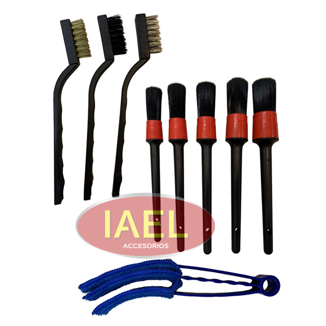 KIT BROCHAS, CEPILLOS Y PINCELES DETAILING, CON LIMPIA REJILLAS AIRE X