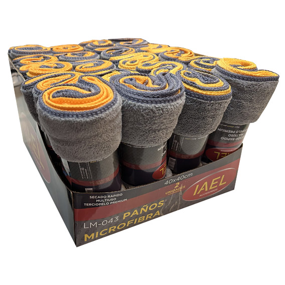 PAR X2 PCS PAÑO DE LIMPIEZA MICROFIBRA TERCIOPELO 40X40CM, NARANJA Y GRIS