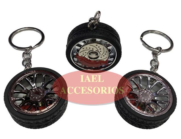 LLAVERO TUNING MOTIVO LLANTA Y NEUMATICO, METALICO, GRIS