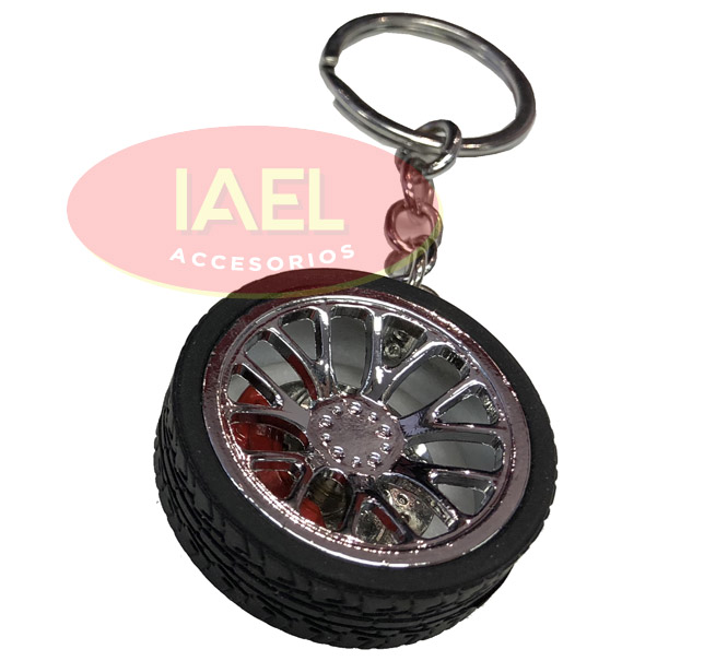 LLAVERO TUNING MOTIVO LLANTA Y NEUMATICO, METALICO, GRIS - 2