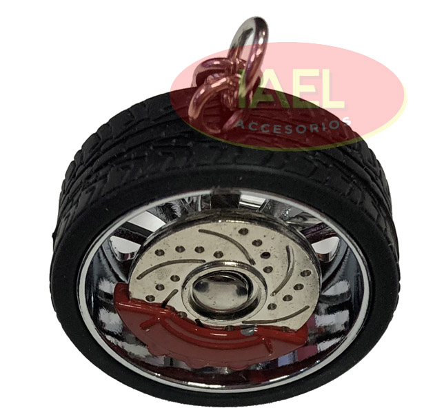 LLAVERO TUNING MOTIVO LLANTA Y NEUMATICO, METALICO, NEGRO - 3