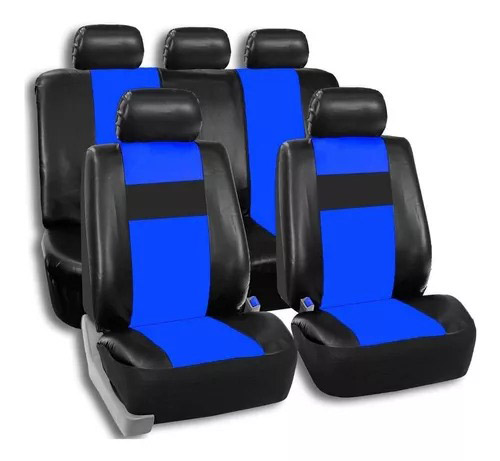 JUEGO FUNDA CUERINA IAEL COMPLETA NEGRA Y AZUL