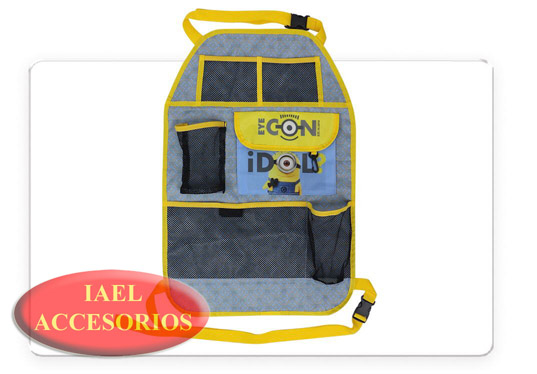 ORGANIZADOR DE RESPALDO, 59X38.5CM, MINIONS, PORTA BOTELLAS, LIBROS, V
