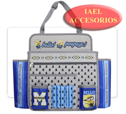 ORGANIZADOR DE RESPALDO, 32X10X37CM, MINIONS, PORTA UTILES, CUADERNOS,