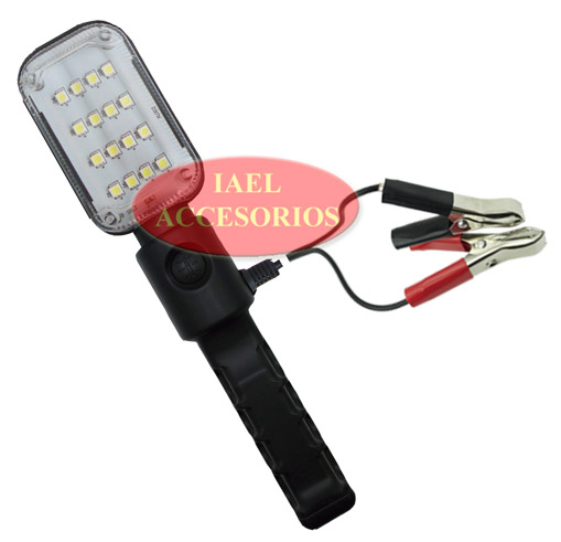 PORTATIL 12V CON PINZA BATERIA, 16 LED SMD, CON IMAN, BOTON ENCENDIDO