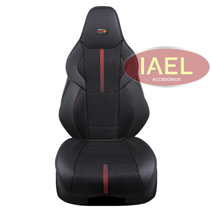 SOBRE ASIENTO PRO TELA Y CUERO ECO 1PC NEGRA CON DETALLE ROJO - ORACLE RED BULL RACING - 2