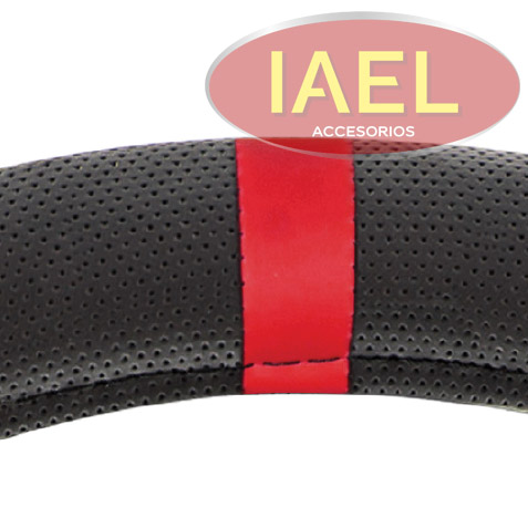 CUBRE VOLANTE 38CM NEGRO CON APLIQUES LINEAS AZULES Y DETALLE ROJO - ORACLE RED BULL RACING - 2