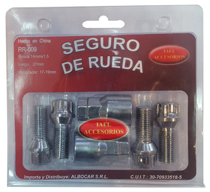 JGO. SEGURO RUEDA CROMADO 4 BULONES, CON 2 ADAPTADORES