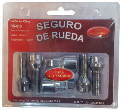 JGO. SEGURO RUEDA CROMADO 4 BULONES, CON 2 ADAPTADORES