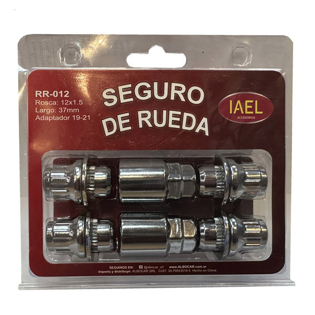 JGO. SEGURO RUEDA CROMADO 4 TUERCAS, CON 2 ADAPTADORES, CON ARANDELA