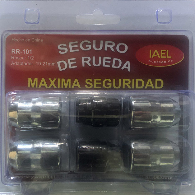 JGO. SEGURO RUEDA CROMADO 4 TUERCAS, CON 2 ADAPTADORES SEG. EXTREMA - 2