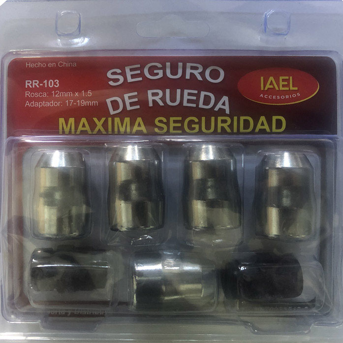 JGO. SEGURO RUEDA CROMADO 5 TUERCAS, CON 2 ADAPTADORES SEG. EXTREMA - 2