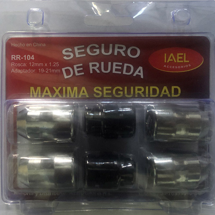 JGO. SEGURO RUEDA CROMADO 4 TUERCAS, CON 2 ADAPTADORES SEG. EXTREMA - 2