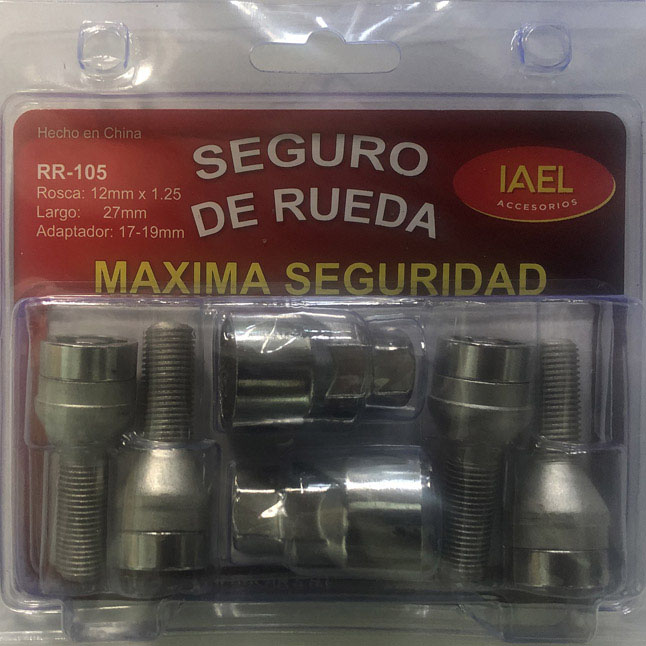 JGO. SEGURO RUEDA CROMADO 4 BULONES, CON 2 ADAPTADORES SEG. EXTREMA - 2