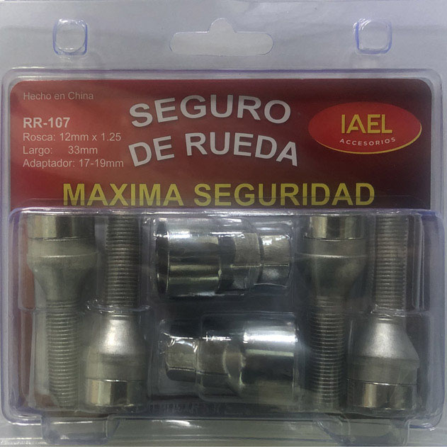 JGO. SEGURO RUEDA CROMADO 4 BULONES, CON 2 ADAPTADORES SEG. EXTREMA - 2