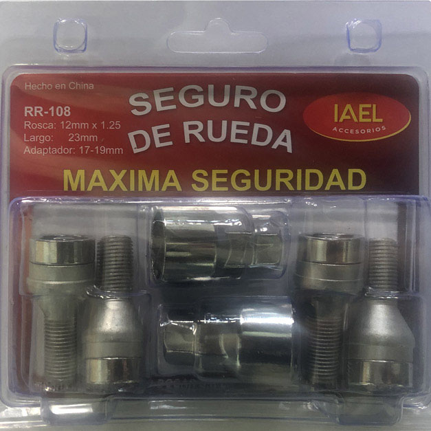 JGO. SEGURO RUEDA CROMADO 4 BULONES, CON 2 ADAPTADORES SEG. EXTREMA - 2