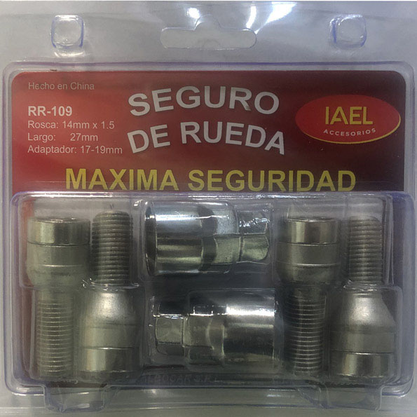 JGO. SEGURO RUEDA CROMADO 4 BULONES, CON 2 ADAPTADORES SEG. EXTREMA - 2