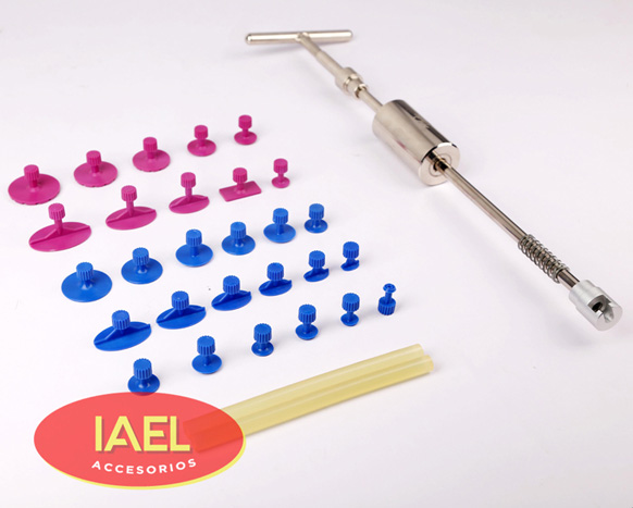 KIT SACABOLLOS, MARTILLO DINAMICO, PESA 700GR, 28 CHUPETES, PEGAMENTO