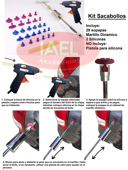 KIT SACABOLLOS, MARTILLO DINAMICO, PESA 700GR, 28 CHUPETES, PEGAMENTO - 3