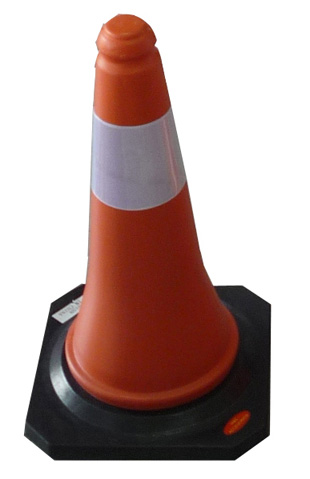 CONO REFLECTIVO NARANJA, BASE GOMA, 50CM