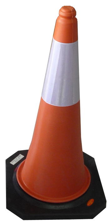 CONO REFLECTIVO NARANJA, BASE GOMA, 78CM